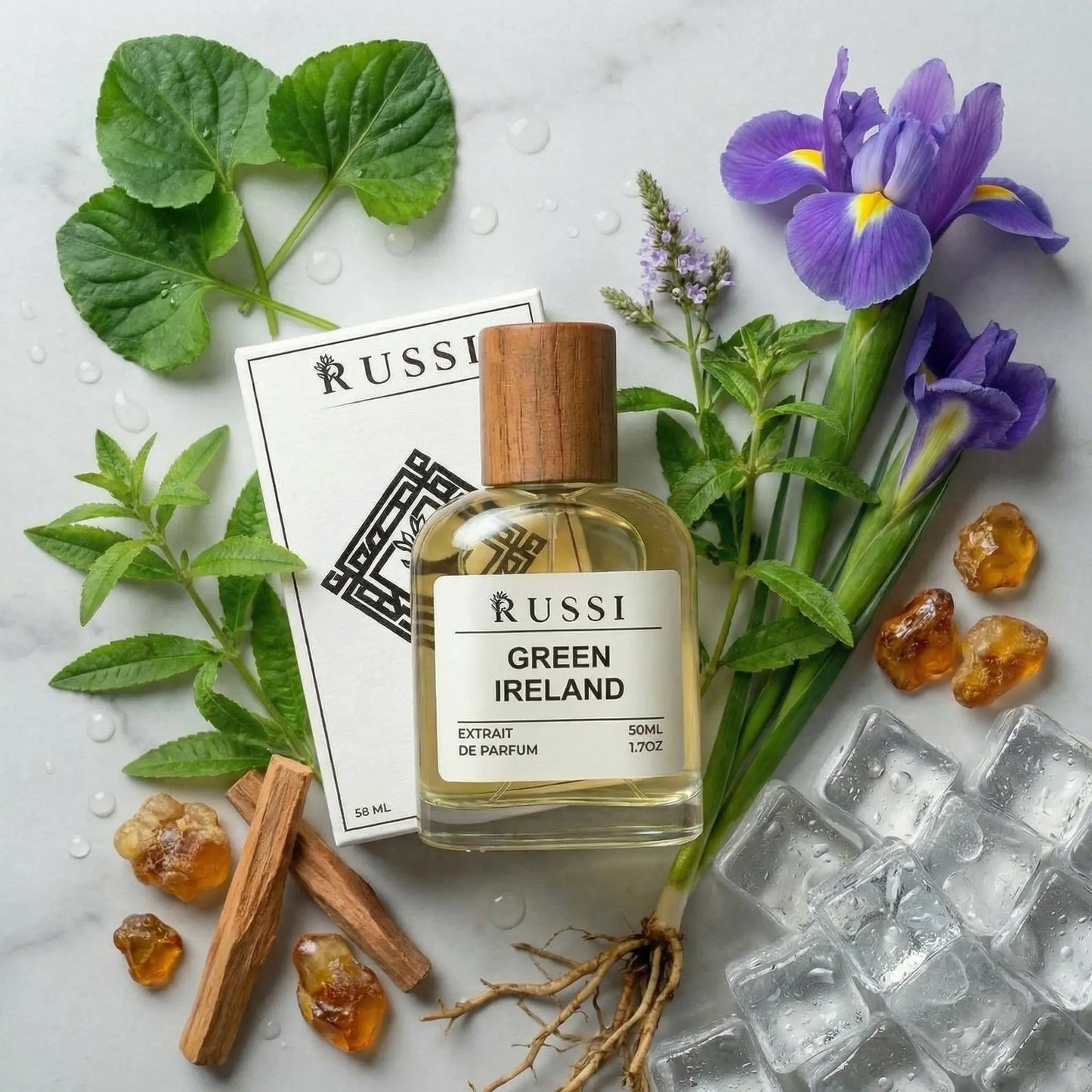 GREEN IRELAND VERBENA · VIOLETĖS LAPAI · SANDALMEDIS