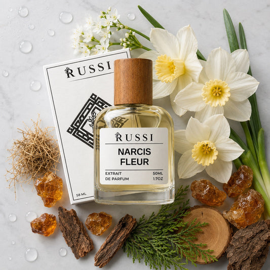 RUSSI NARCIS FLEUR Extrait de Parfum 50 ml with narcissus floral notes