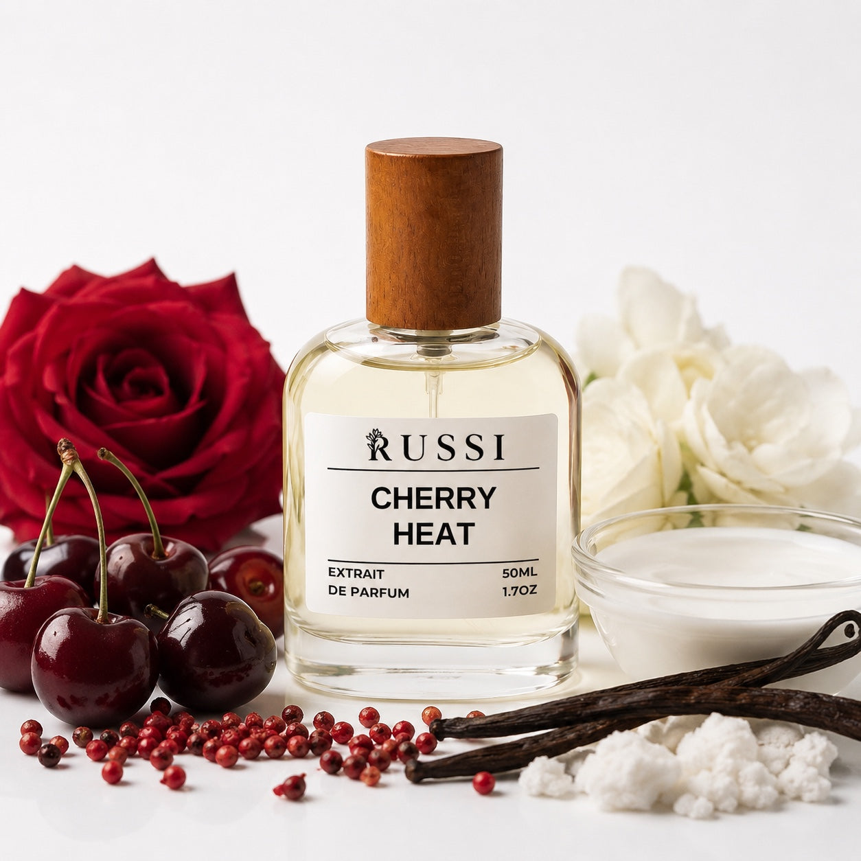 RUSSI CHERRY HEAT 50 ml perfume with cherry, rose, pink pepper, vanilla and musk notes