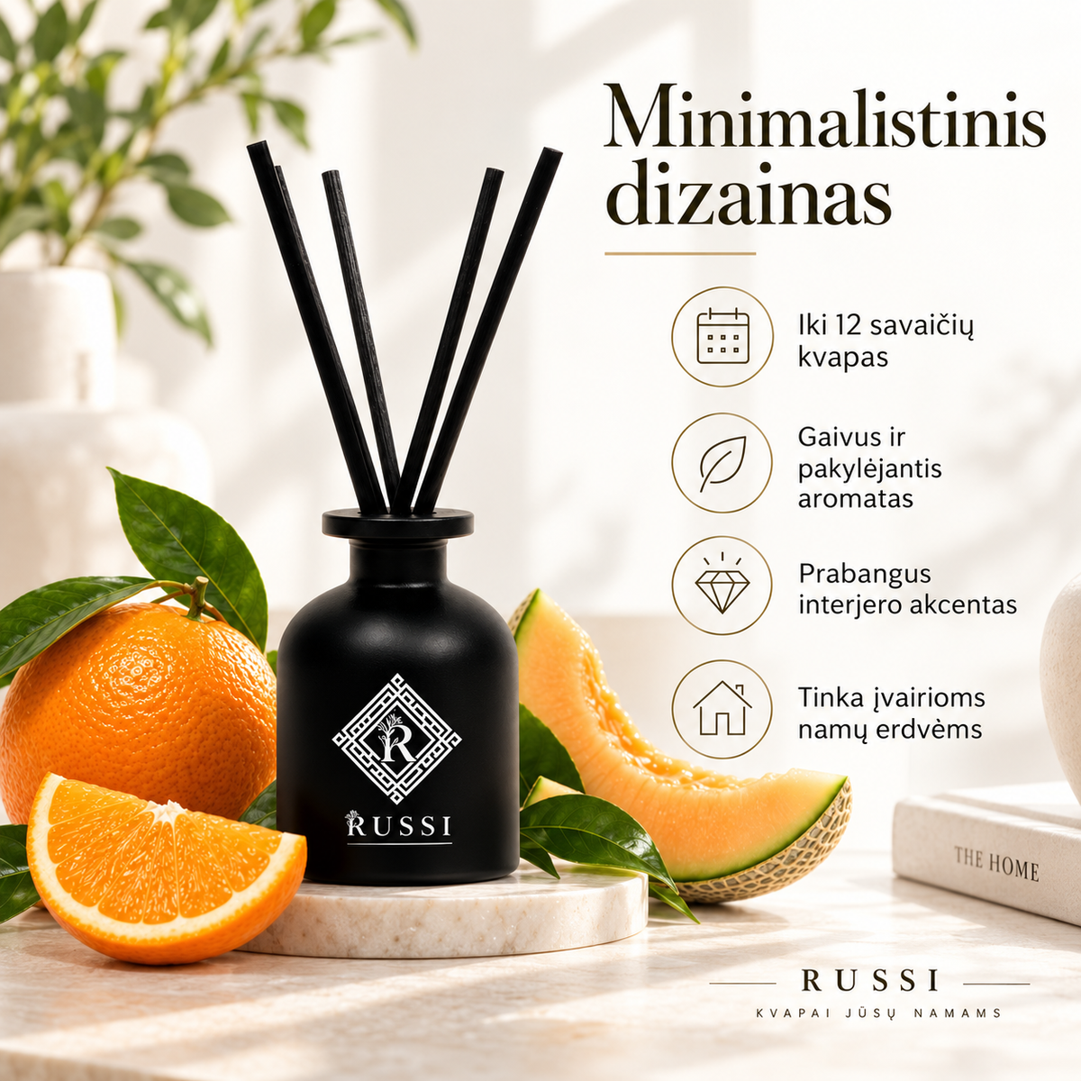 MELON ORANGE minimalistinis namų kvapo dizainas
