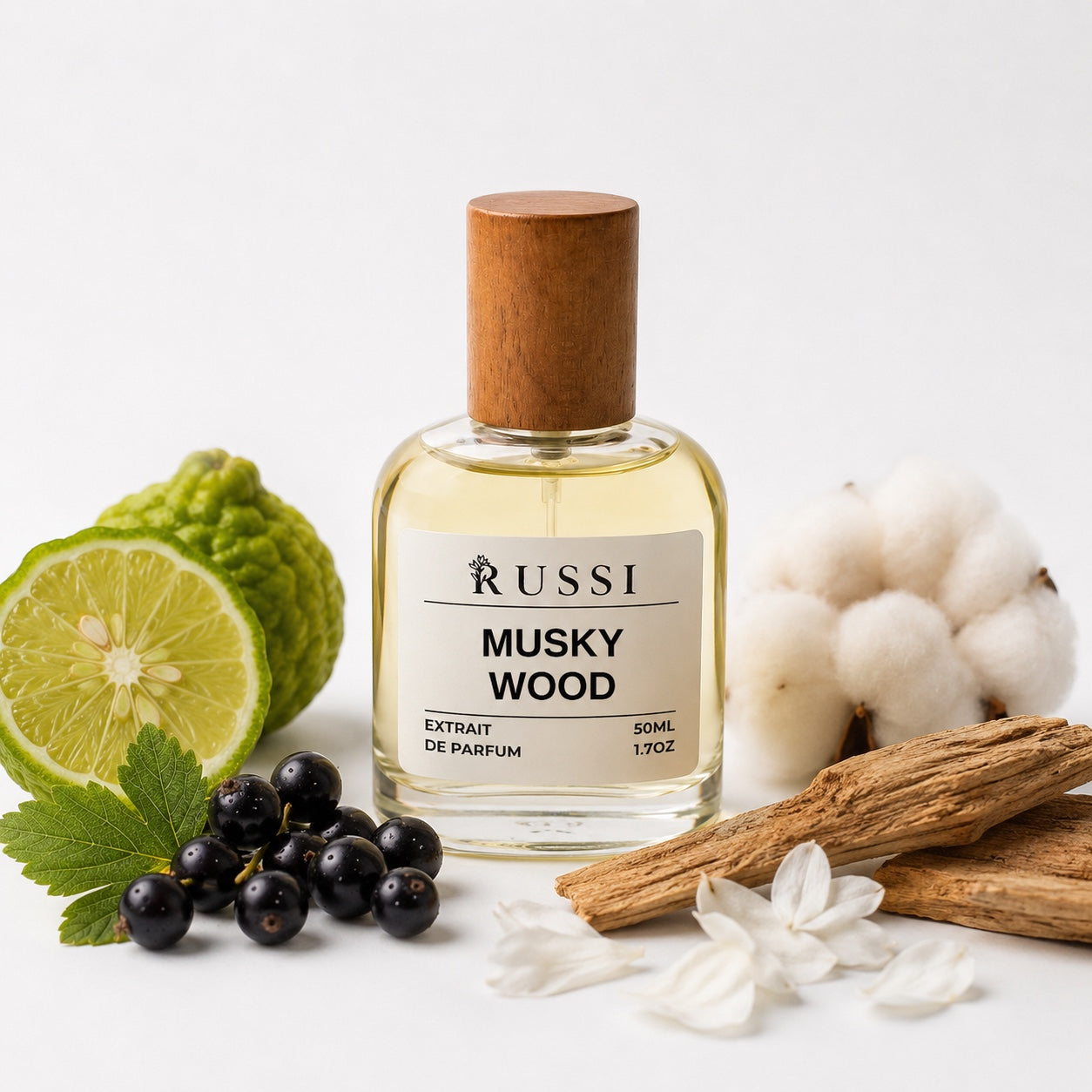 MUSKY WOOD Extrait de Parfum 50ML – pagrindinė produkto nuotrauka