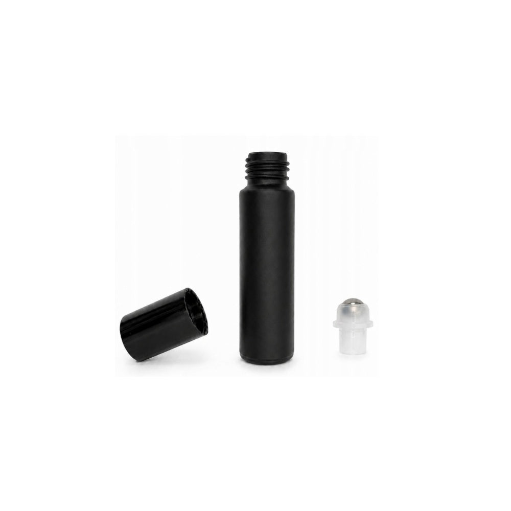 Juodo matinio 10 ml roll-on buteliuko komplektacija