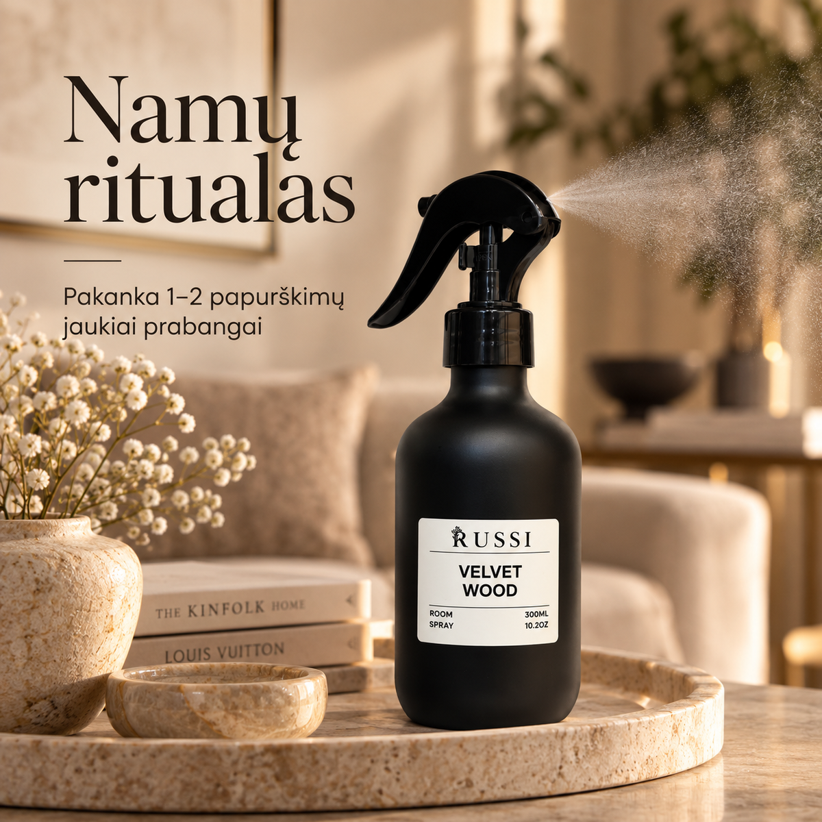VELVET WOOD namų ritualas – 1–2 papurškimai jaukiai prabangai